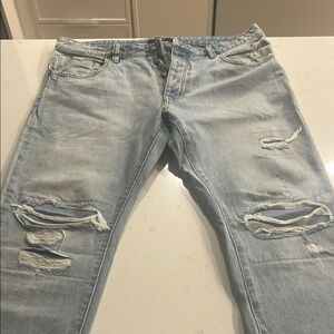 Light Blue Distressed Men's Jeans